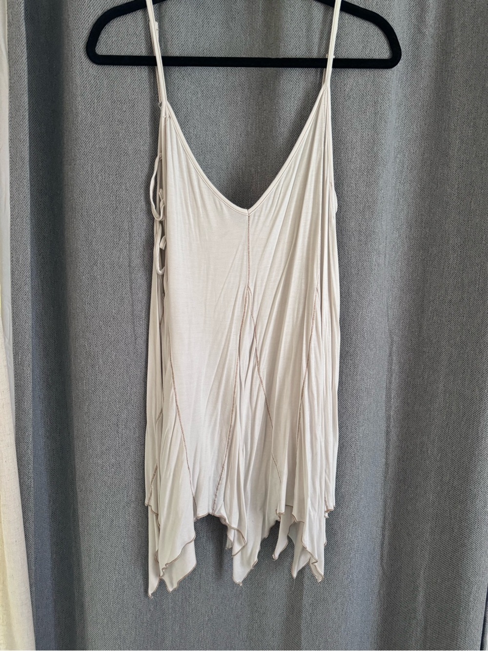 POL Light Cream Flowing Handkerchief-Hem Spaghetti Strap Tank